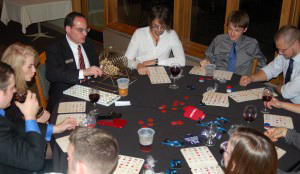 Full table of students playing bingo