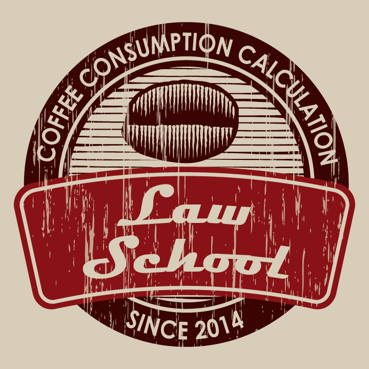 Distressed vintage looking sign with 'Coffee Consumption Calculation Since 2014' around a rendered image of a coffee bean and a Law School banner.