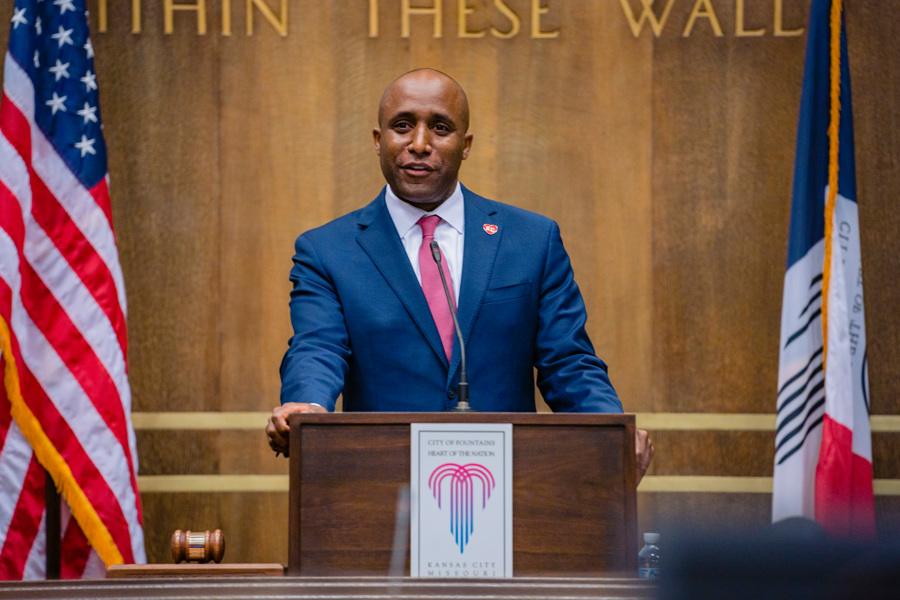Quinton Lucas speaks at the mayoral swearing-in ceremony