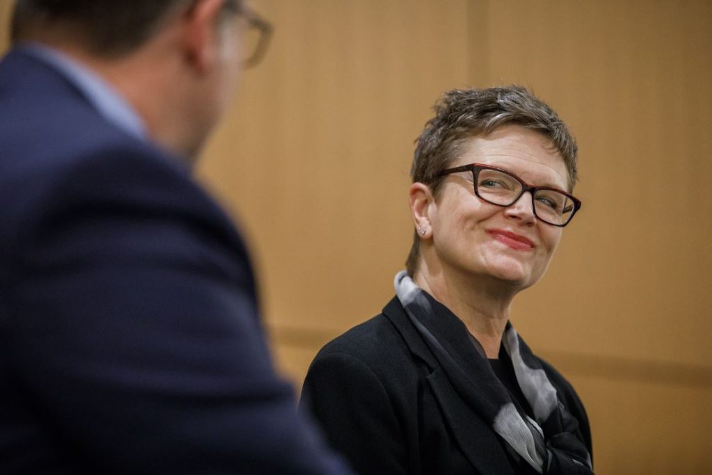 Justice Carol A. Beier smiling wryly