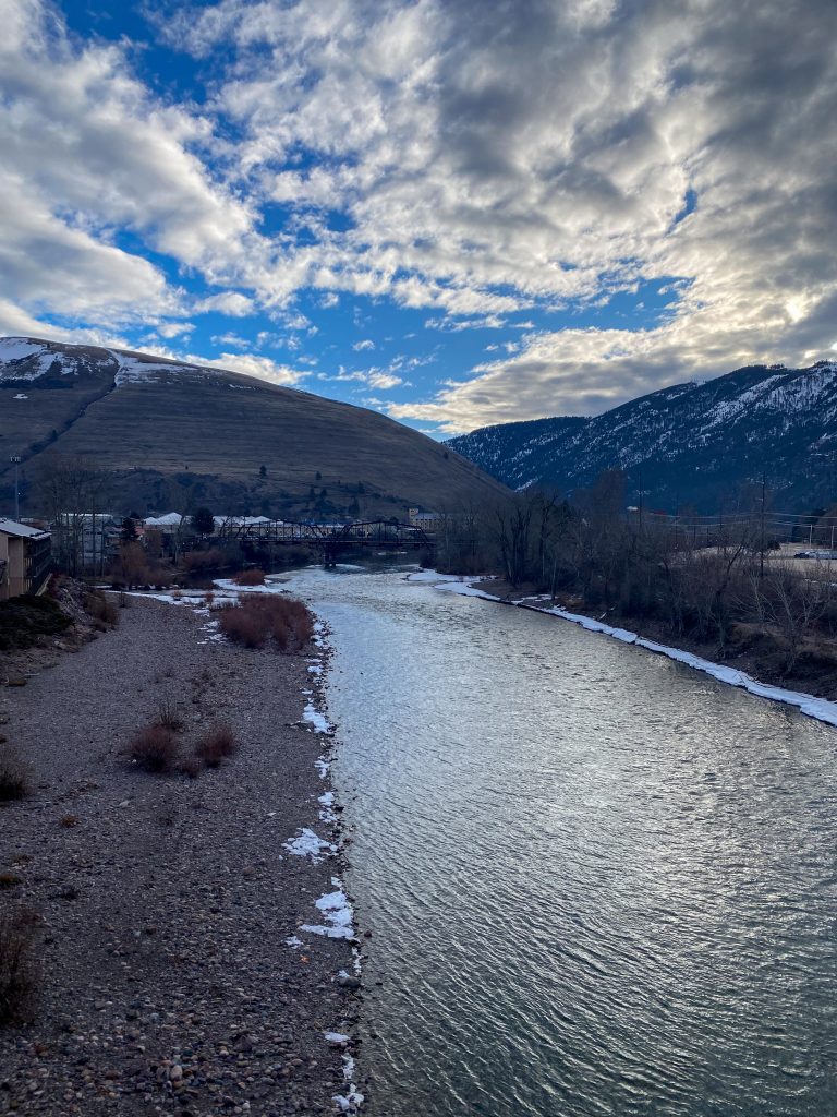 A stream flowing through the mountains