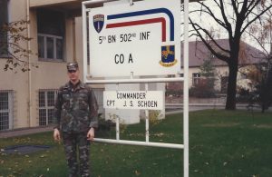 John Schoen commanded the Army drill team