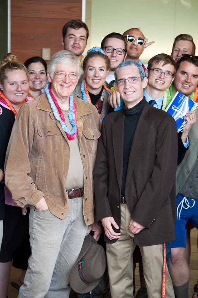 Professor Mike Kautsch with students at KU Law’s annual Barber Emerson Bluebook Relays in 2016
