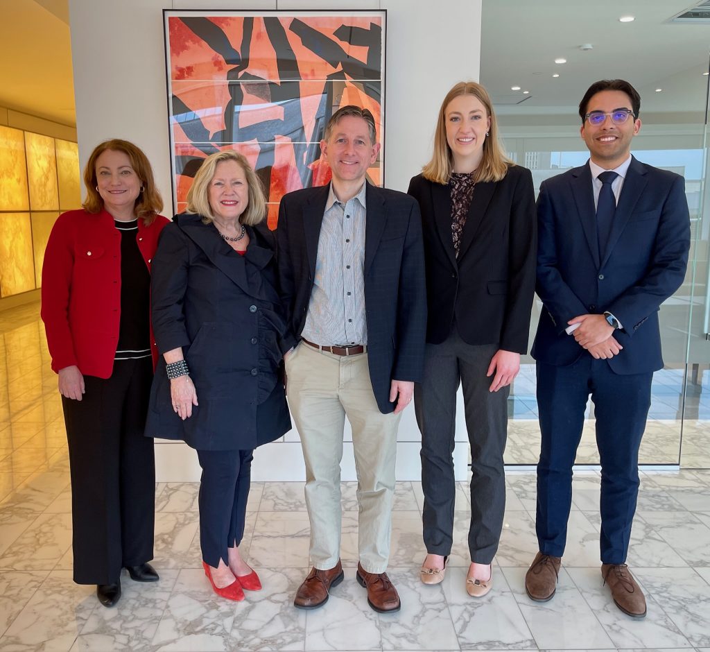 Professors Jennifer Schmidt and Becky Weber (far left); Third-year students Lindsay McQuinn and Roman Panickar (far right); and Greg Jacob, former Solicitor of Labor and former counsel to VP Mike Pence (center)