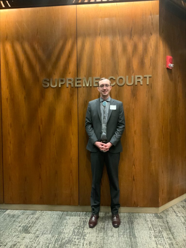Barnett outside the Kansas Supreme Court Chambers