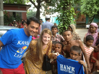 Heeren and Rahman with new KU fans in Bangladesh.