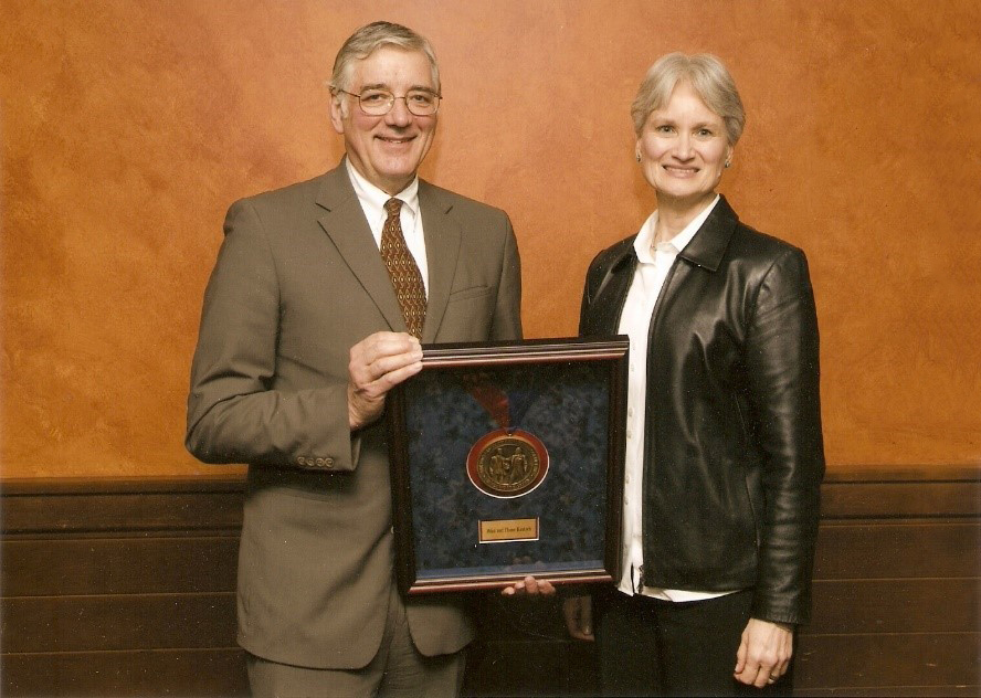 Mike Kautsch, and his wife Elaine, received a James Woods Green Medallion award from the KU Endowment Association in 2008.