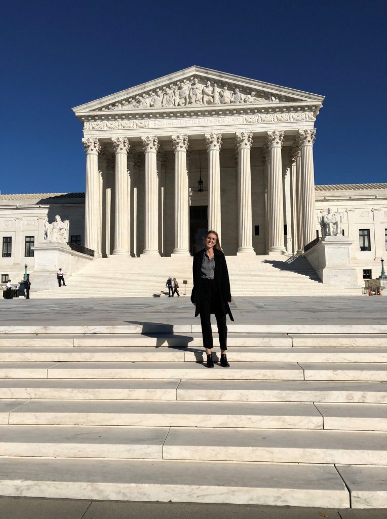 Marissa Hotujac in front of the U.S. Supreme Court in Washington, D.C.