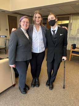 Corinne left) with TLSA Vice President Dahlia Denton (center) and Historian Kas Caton (right)