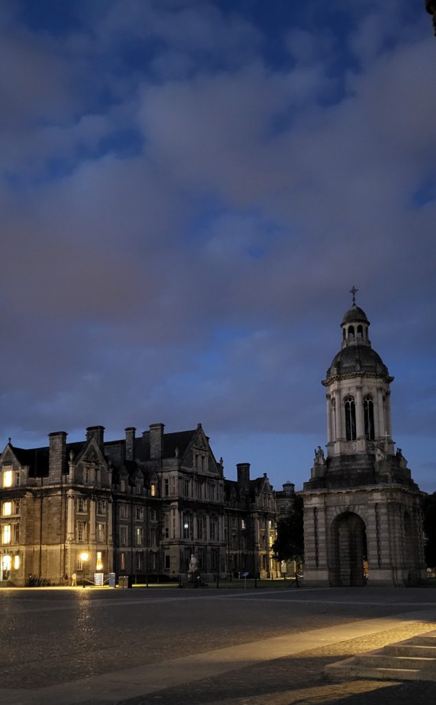 Trinity College at night