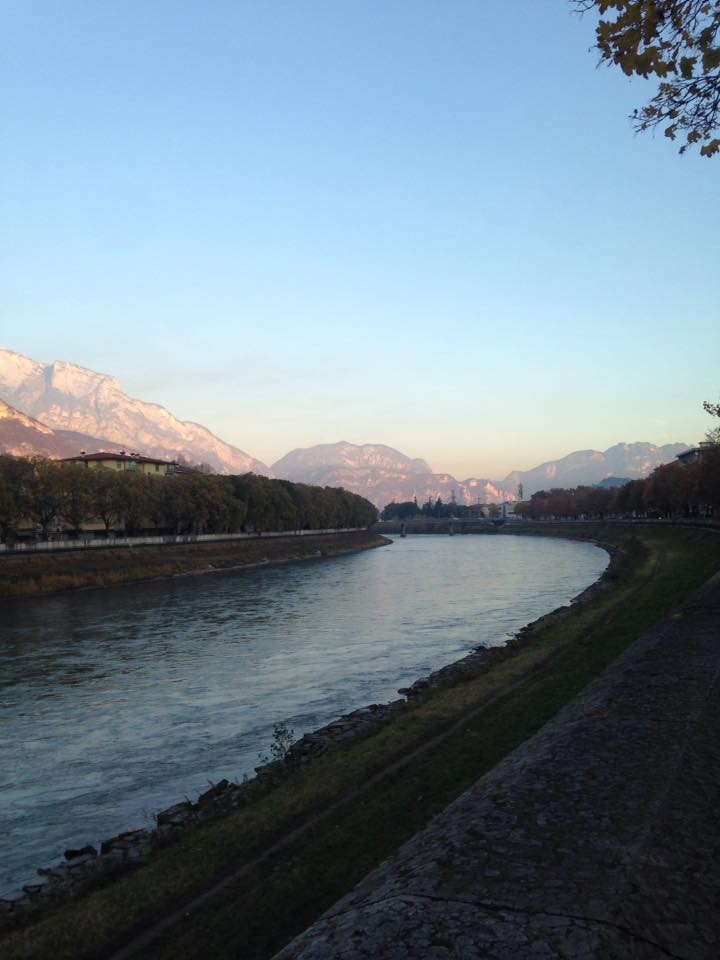 bike trail alongside water and mountains