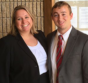 Claire Kebodeaux with partner Matt Smith before KU's in-house mock trial competition.