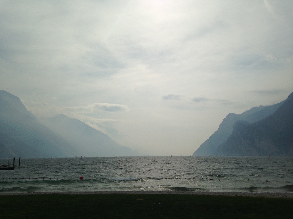 View of water and mountains.
