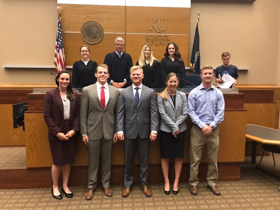 Members of the 2019 cohort of Summer Starters participate in an in-house moot court competition at KU Law