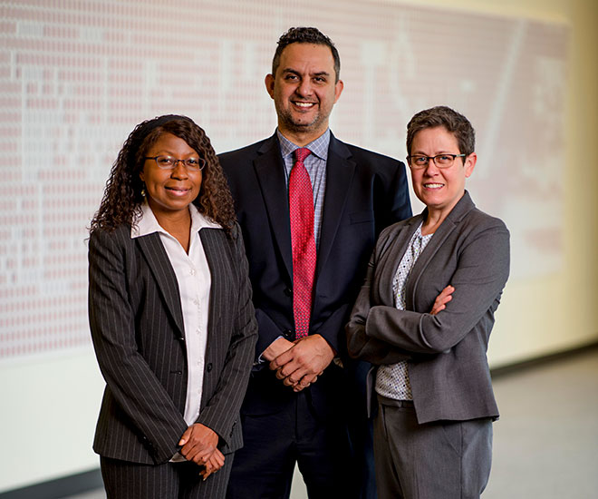 The three new faculty members; Kyle Velte, Shawn Watts, and Franciska Coleman