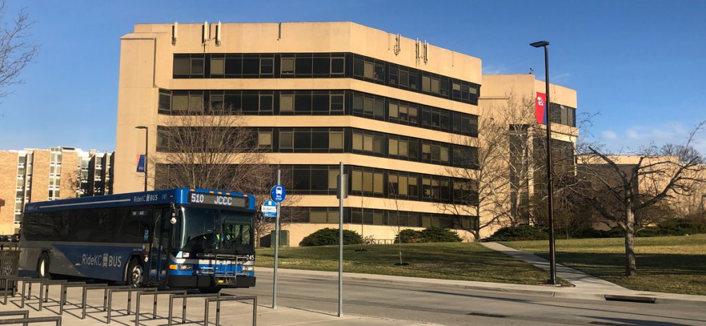 RideKC bus in front of Green Hall