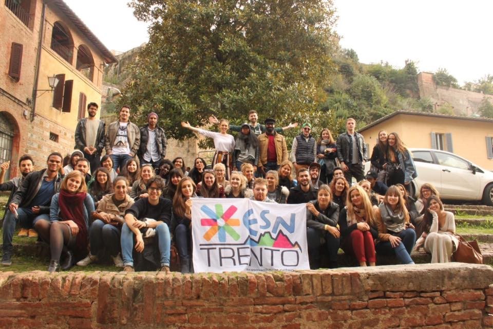 Student group with Trento sign.