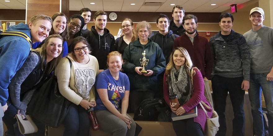 Professor Ellen Sward with law students from her Civil Procedure class in 2015