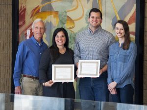 Ray, far right, and her Transactional LawMeet teammates with their coach, Professor Webb Hecker.