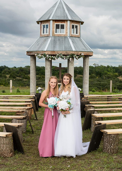 A bride and bridesmaid at a wedding