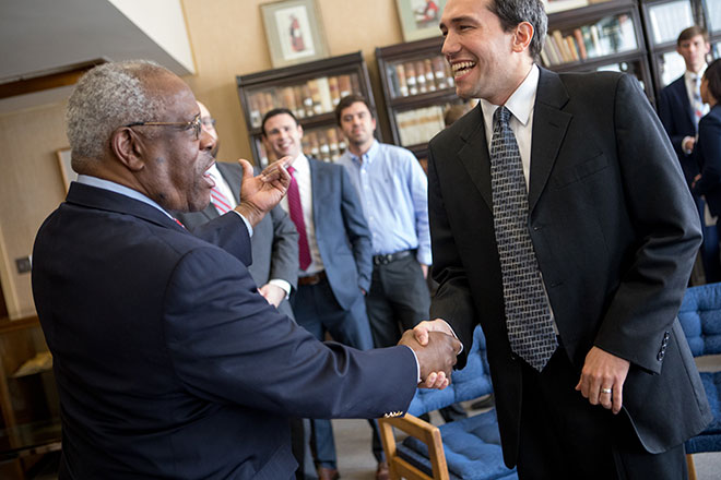 Sam LaRoque meets U.S. Supreme Court Justice Clarence Thomas